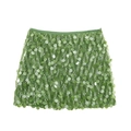Detail of emerald green mini skirt with large round sequins and smooth waistband - XS / Grass Green