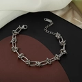 Silver-tone Cuban link bracelet featuring twisted geometric chain links and S925 tag - 11【e244】thorn Chain Bracelet Steel Color