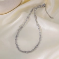 Chic silver woven snake chain necklace with beads and lobster clasp closure - 30【h1166】three-layer Round Snake Bead Necklace Steel Color