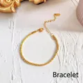 Elegant 18K gold-plated link bracelet with lobster clasp and extension chain - 21【e214】gold Baby's Breath Bracelet