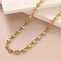 Polished 18k gold plated Cuban coffee bean link chain necklace in pig nose style - 29【h145】pig Nose Necklace Gold
