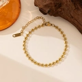 Elegant 18k gold plated stainless steel bracelet featuring hollow heart-shaped links - 31【e2227】heart Bracelet Gold