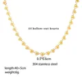18k gold plated Cuban chain with 44 hollow heart links and a 40+5cm adjustable length - 33【h416】openwork Heart Necklace【gold】