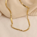 Flat herringbone snake chain necklace in polished 18k gold finish with metallic luster - 36【h1336】twisted Blade Chain Necklace Gold