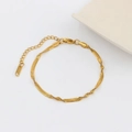 Classic 18k gold plated herringbone twisted chain bracelet with lobster clasp and extender - 36【e2146】twisted Blade Chain Bracelet Gold