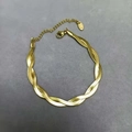 Braided Cuban snake chain bracelet in 18k gold plated 316L stainless steel with lobster clasp - 9【e35】double-strand Cross Bracelet Gold