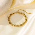 18k gold plated stainless steel Cuban link bracelet with lobster clasp and extender - 17【e203】6mm Wrapped Chain Bracelet Gold