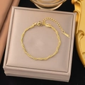Double-layered 18k gold plated stainless steel snake and bead chain bracelet - 7【e2217】round Snake Bead Necklace Bracelet Gold