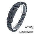 Bracciale da uomo pesante in acciaio al titanio nero con chiusura gotica incisa - 22cm / Stile con Motivo a Croce (KB213455-KJX) / Nero Opaco