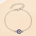 Silver retro evil eye anklet with deep blue rhinestones and adjustable chain for women - Silver Single Layer Evil Eye Style (02银色2484)