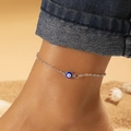 Silver evil eye anklet with blue and white bead detail on a delicate metal chain - Bright Silver Evil Eye Bead Style (亮银K-480)