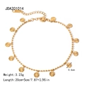 Tobillera de acero inoxidable chapado en oro con dijes de sol de 0,6 cm y medidas - Estilo de Colgante con Patrón de Sol (JDA201014)