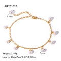 Elegant 18K gold plated stainless steel anklet with white pearl charms for women - Pearl Bead Chain Style (JDA201017)