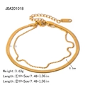 Double-layered 18K gold plated snake and bead chain anklet with lobster clasp and tag - Double Layer Snake and Bead Chain (JDA201018)