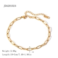 Golden 18K gold-plated paperclip chain bracelet with adjustable lobster clasp and 19cm length - Paperclip Chain Style (JDA201024)