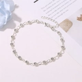 Elegant double-layered silver anklet with sparkling crystal beads and adjustable lobster clasp - White K Rhinestone Thin Chain Style (7197)