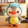 Cute penguin plush toy in a green dinosaur costume with soft skin-friendly fabric - 25cm / Penguin Transforming Dinosaur