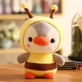 Cute penguin plush toy wearing a yellow honeybee costume with antennas - 25cm / Penguin Transforming Little Bee