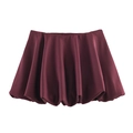 Jupe bulle bordeaux élégante à taille haute avec silhouette volumineuse et plissée - XS / Jupe-culotte Rouge Vin