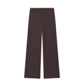 Detailed flat lay of dark brown high-waisted wide-leg trousers with a smooth finish - Coffee Pants