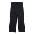 Detail shot of high-waist black wide-leg trousers with elegant drape and clean silhouette - Black Pants