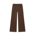 Minimalist deep brown high-waisted wide leg knit trousers with front seam detailing - S / Coffee Pants