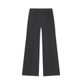 Dark charcoal grey wide-leg trousers with high waist and vertical center pleats - S / Dark Grey Pants