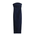 Slim fit strapless denim dress in dark blue with a minimalist H-line silhouette - XS / Dark Blue