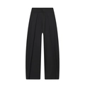 High-waisted black wide-leg pleated balloon pants in matte finish for office wear - XS / Black