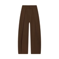 High-waisted wide leg pleated trousers in chocolate brown finish with structured fabric - XS / Brown