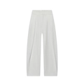 Elegant high-waisted wide-leg trousers in white with pleated details and balloon fit - XS / Bottoms / White