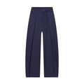 Navy blue high-waisted pleated wide-leg trousers with elegant tailored silhouette - XS / Bottoms / Navy Blue