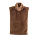 Chaleco de piel sintética marrón para mujer con cuello alto y diseño sin mangas suave - S / Marrón Oscuro