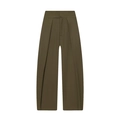 High-waist balloon pants for women with pleated design in a deep olive green finish - XS / Bottoms / Olive Green