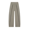 High-waisted olive green balloon trousers with wide-leg silhouette and waist pleats - XS / Bottoms / Dark Khaki