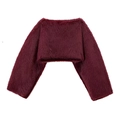 Chic burgundy faux fur cropped jacket with long sleeves and elegant minimalist design - Burgundy