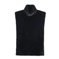 Chaleco de cuello alto sin mangas en piel sintética negra, estilo minimalista de invierno - S / Negro