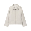 Dettaglio della giacca beige con cerniera, colletto a rever e tasche laterali inclinate - XS / Bianco