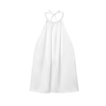Top blanco de cuello halter estilo francés con escote plisado y silueta línea A - S / Blanco