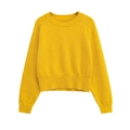 Jersey clásico de punto amarillo brillante con cuello redondo y puños acanalados - S / Amarillo
