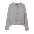 Cárdigan de punto gris claro para mujer con cuello redondo y botones negros - S / Gris