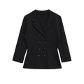 Klassischer schwarzer Damen-Strickblazer mit zweireihigen Knöpfen und Reverskragen im Slim Fit - S / Schwarz