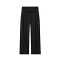 Pantaloni neri a gamba larga a vita alta da donna con dettaglio in vita e pieghe frontali - XS / Nero