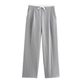 Pantaloni casual grigi da donna con coulisse bianca in vita ed elastico confortevole - XS / Grigio