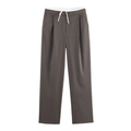 Pantaloni casual grigio scuro con coulisse, vita elastica e pieghe alla moda - XS / Grigio Marrone