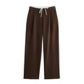 Pantaloni casual gamba larga marrone scuro da donna con coulisse bianca in vita - XS / Marrone
