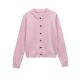 Gilet en laine mélangée rose pour femme avec col rond et boutons foncés - S / Rose