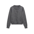 Gilet classique gris foncé en mélange de laine avec col rond et fermeture boutonnée - S / Gris