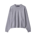 Women's trendy grey rib-knit crewneck sweatshirt with casual drop shoulder and ribbed cuffs - S / Gray