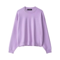 Classic lavender purple crew neck ribbed knit sweater featuring a relaxed drop shoulder - S / Purple